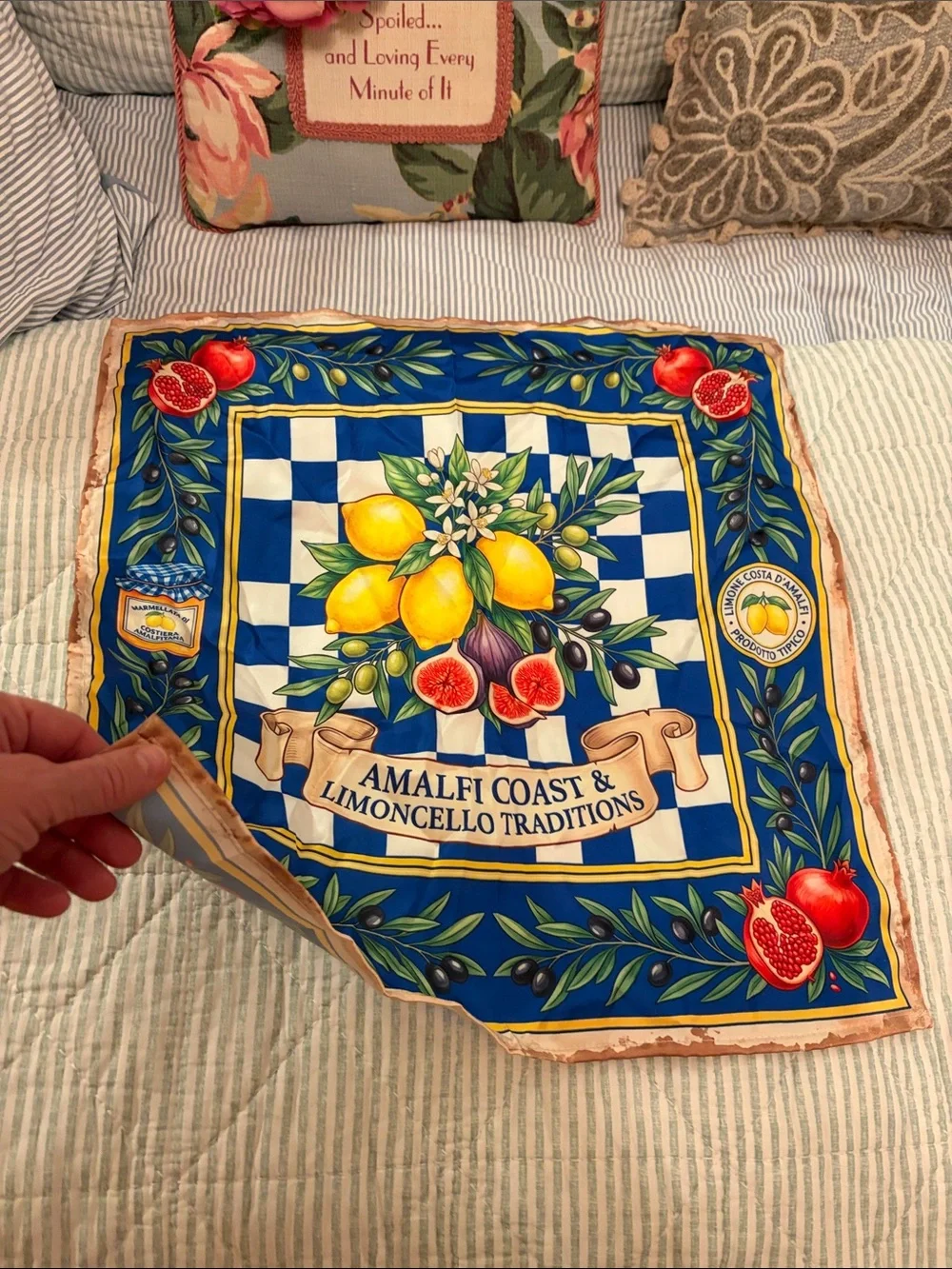 Amalfi Blue Yellow Limoncello Tradition silky Scarf